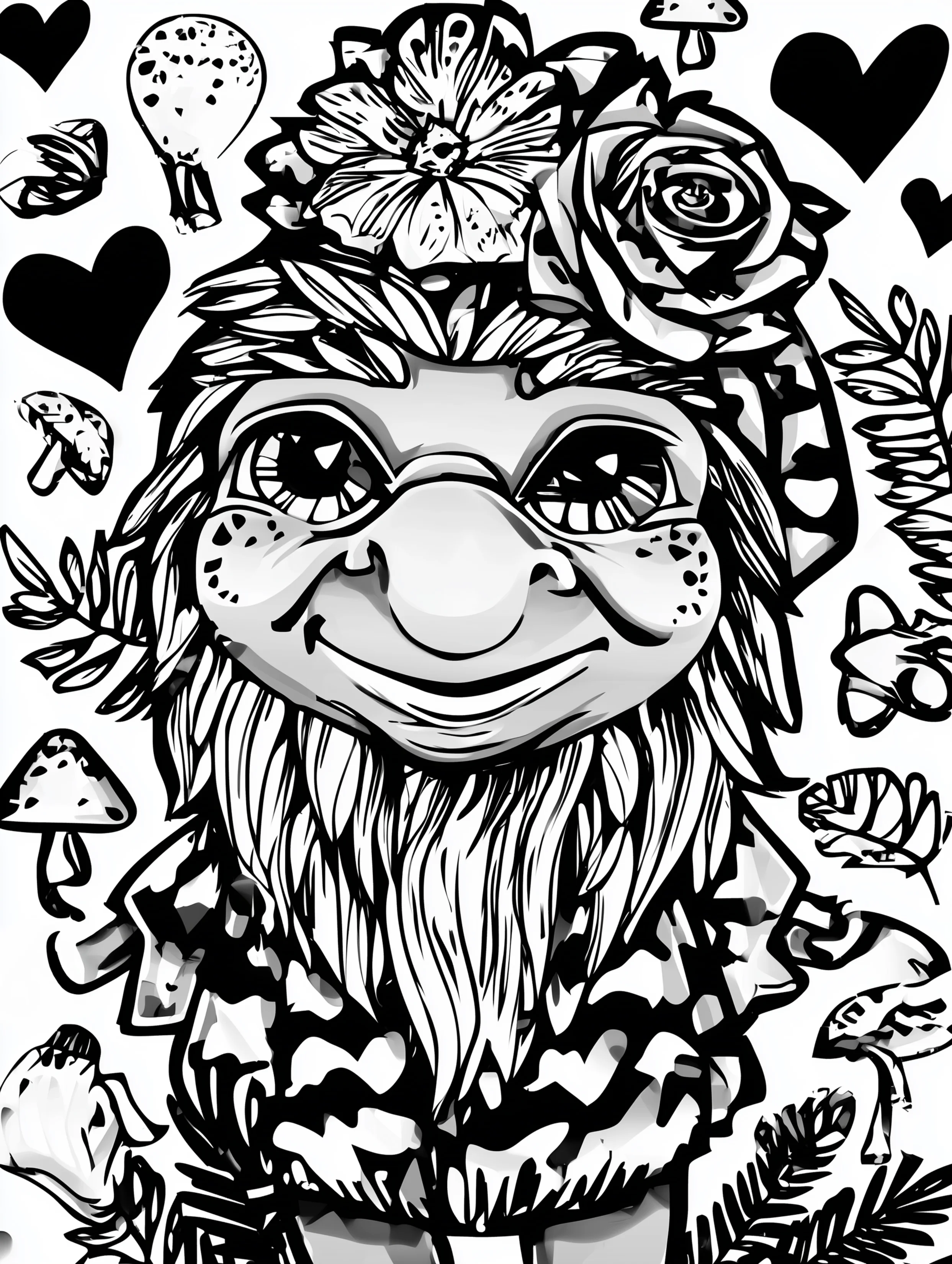 Free printable gnome coloring page for adults featuring a gnome with a big nose